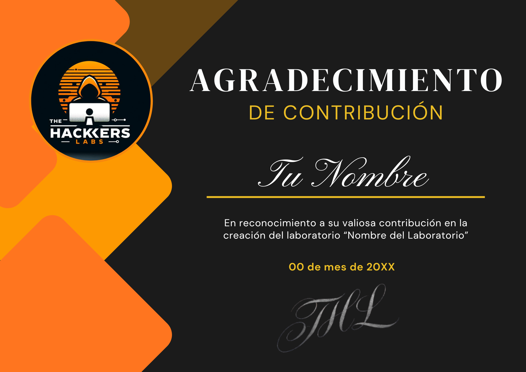 Certificado de Agradecimiento Oficial